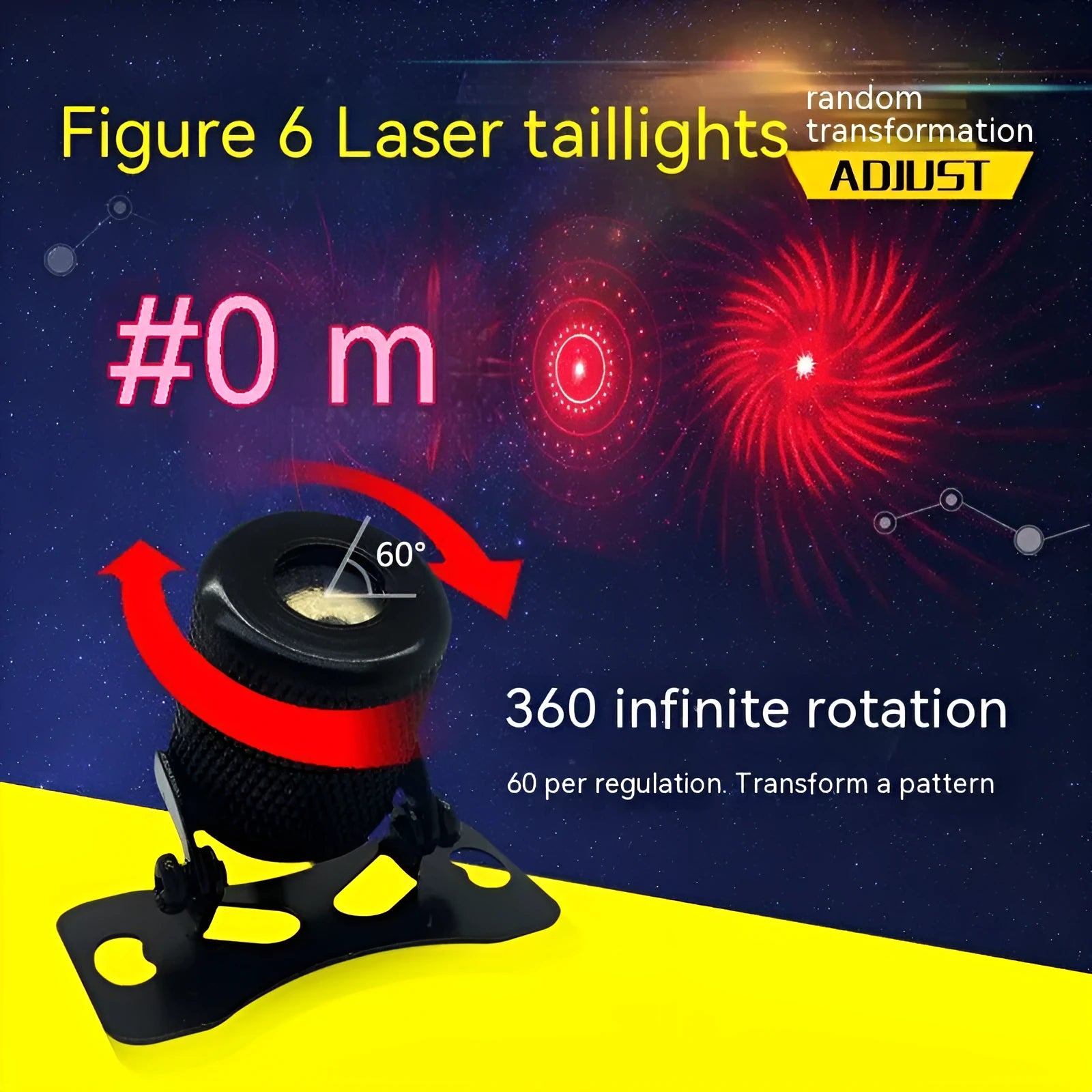Red laser fog lamp for car or motorcycle with aluminium housing and wiring