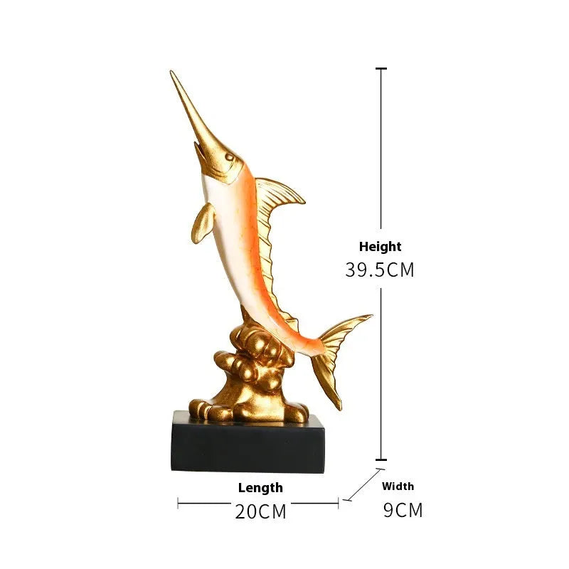 European swordfish decorative ornament made of resin in a choice of four colours.