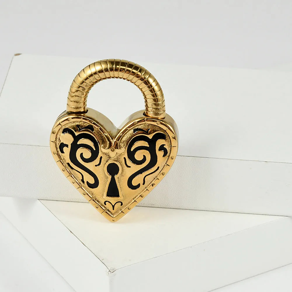 Women's stainless steel heart-shaped earrings with electroplated gold finish