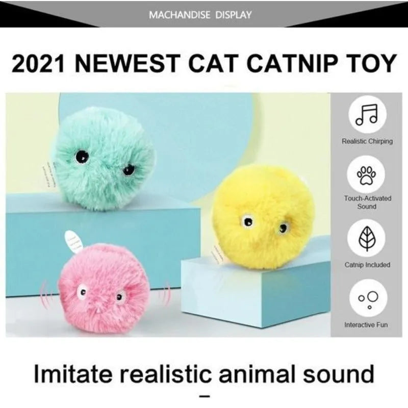 Interactive 55mm plastic pet toy ball in blue pink or yellow making animal sounds