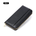 Long genuine leather women's wallet in six colours with anti-theft card swiping feature
