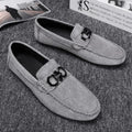 Men's black and grey suede and leather casual shoes with rubber sole for summer.