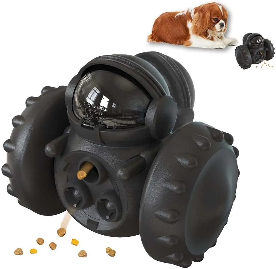 Robot-style self-balancing dog treat dispenser toy for small dogs and cats in five colour options