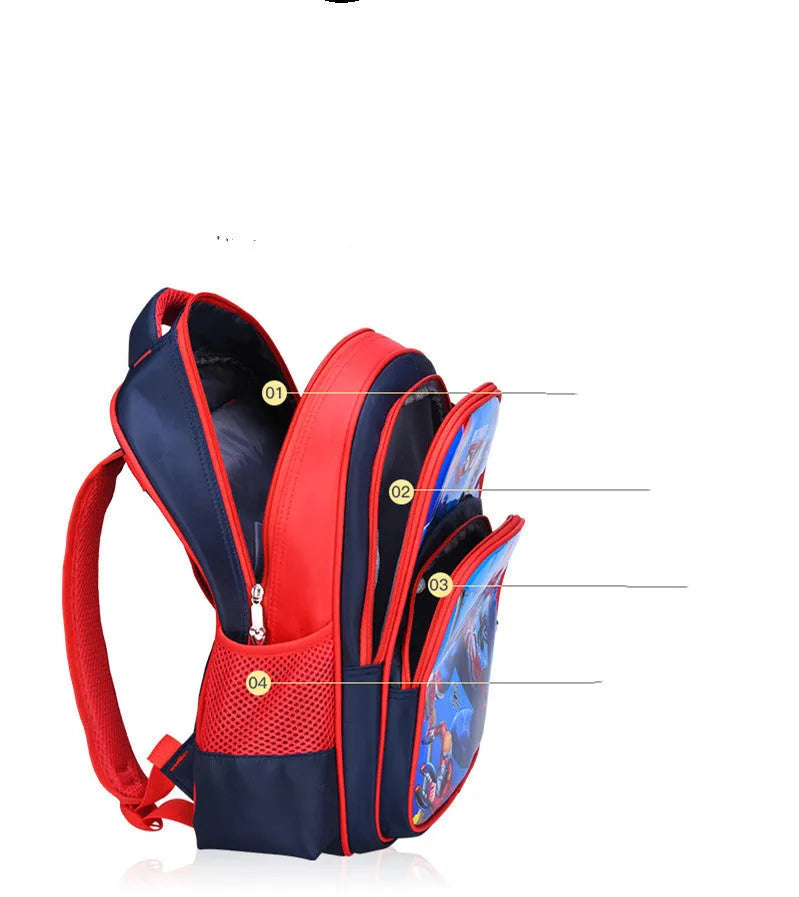 Blue anime cartoon print nylon school backpack for children with matching pencil case