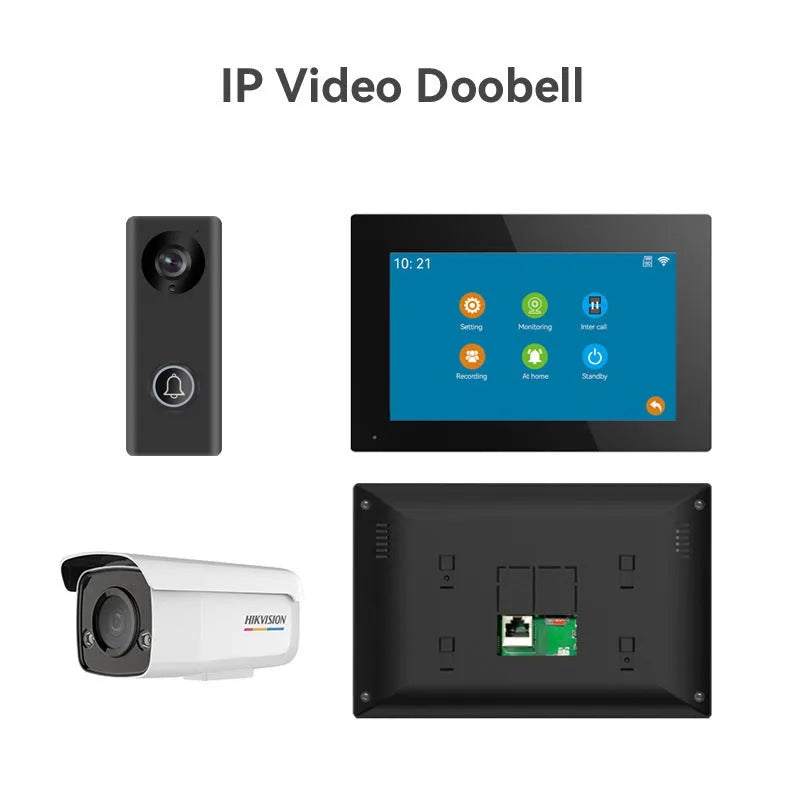 10-inch video intercom doorbell system with outdoor camera and indoor display unit
