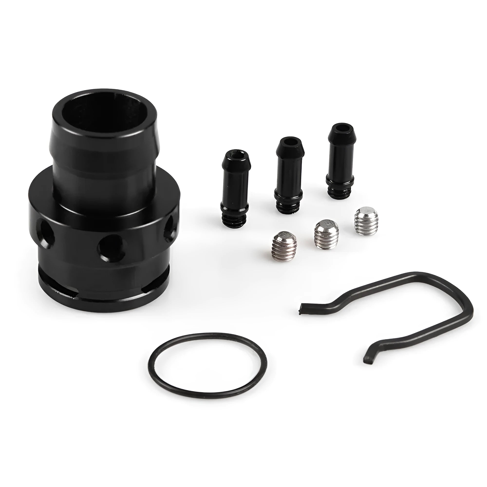 Black titanium vacuum adapter tee for second generation engine vacuum hose connections.
