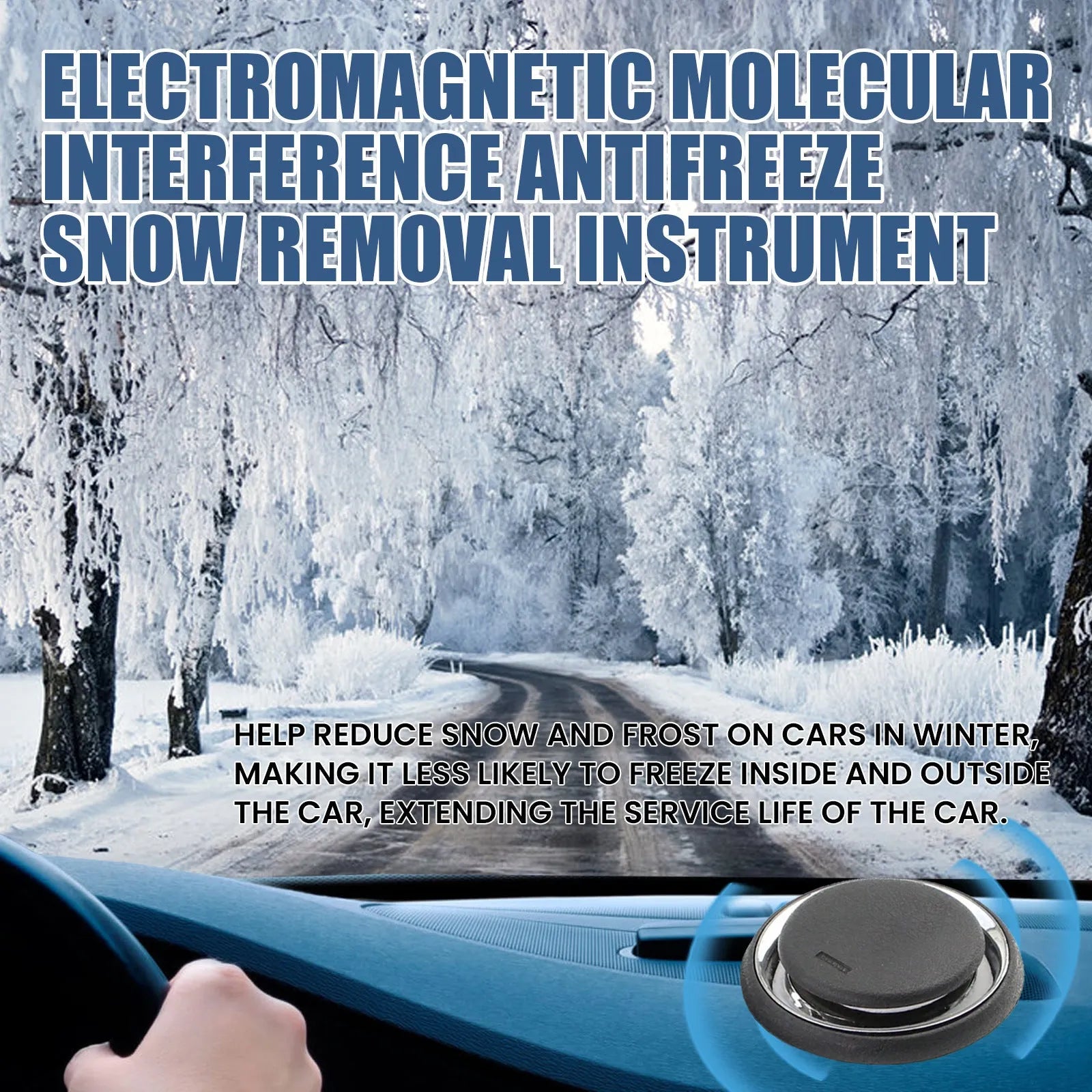 Black portable car deicing and snow melting instrument for windscreens
