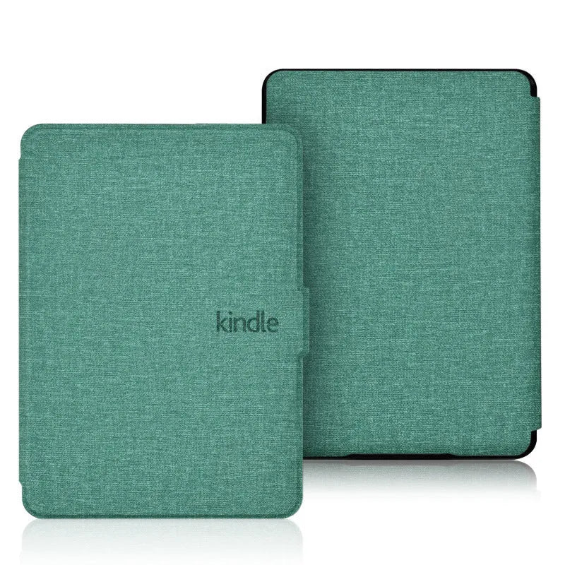 Youth version linen leather style protective hard shell case for Kindle Paperwhite with magnetic closure.