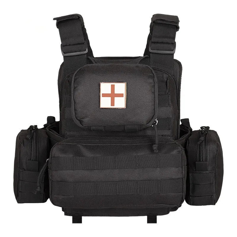 Men's camouflage tactical vest in polyester fabric for outdoor wear-resistant use