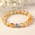 Geometric citrine bracelet with 10mm crystal beads and grinding treatment