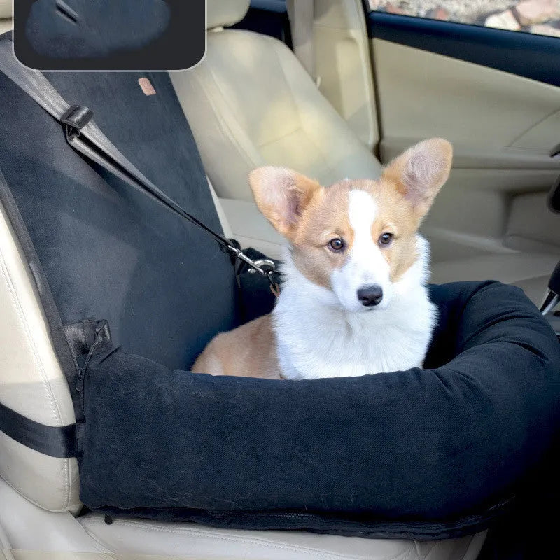 Pet car kennel cushion for small and medium dogs, 50x50x20cm, with removable washable cover in black colour