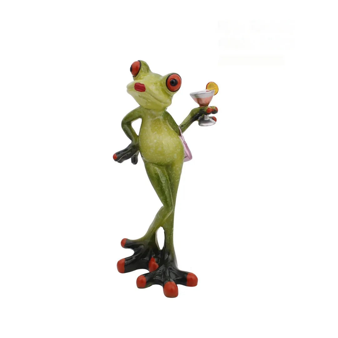 Pastoral style synthetic resin frog figurine home decoration ornament