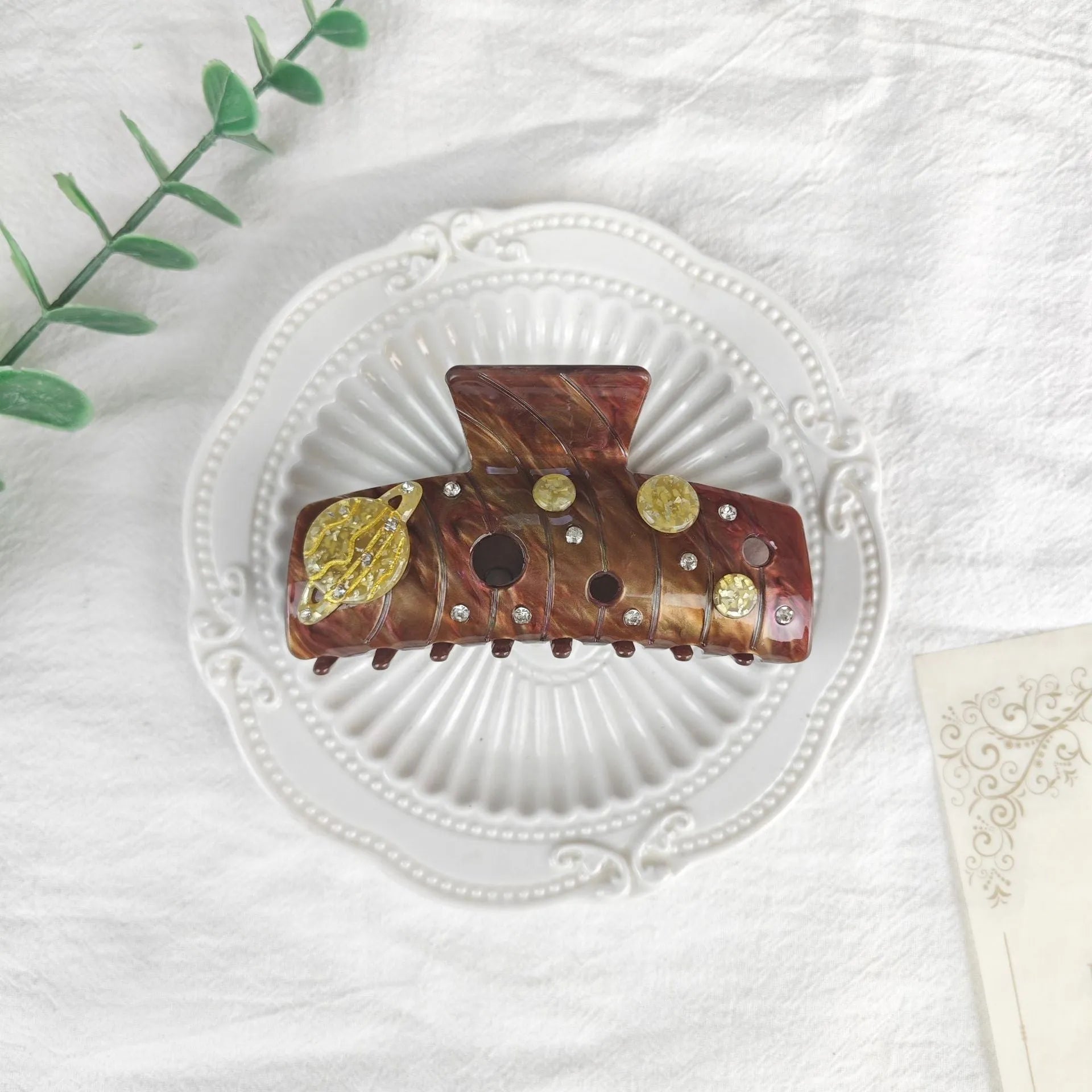 Oversized star moon barrette with minimalist starry sky design in various colour options