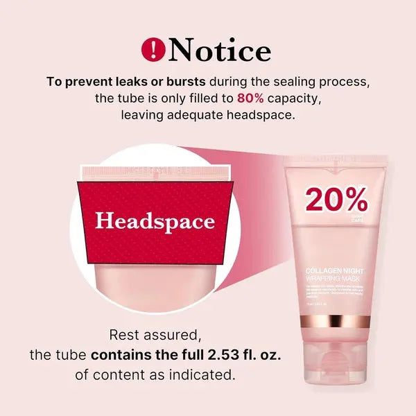 75ml collagen night facial mask bottle with application brush for firming and anti-wrinkle skin care