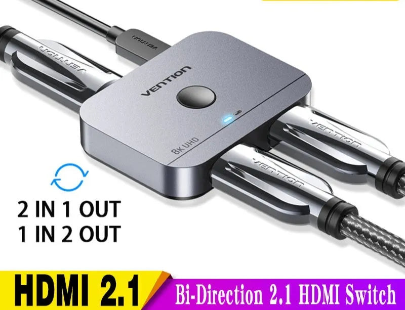 Grey computer distributor cable separator for HD audio video conversion between computer and television