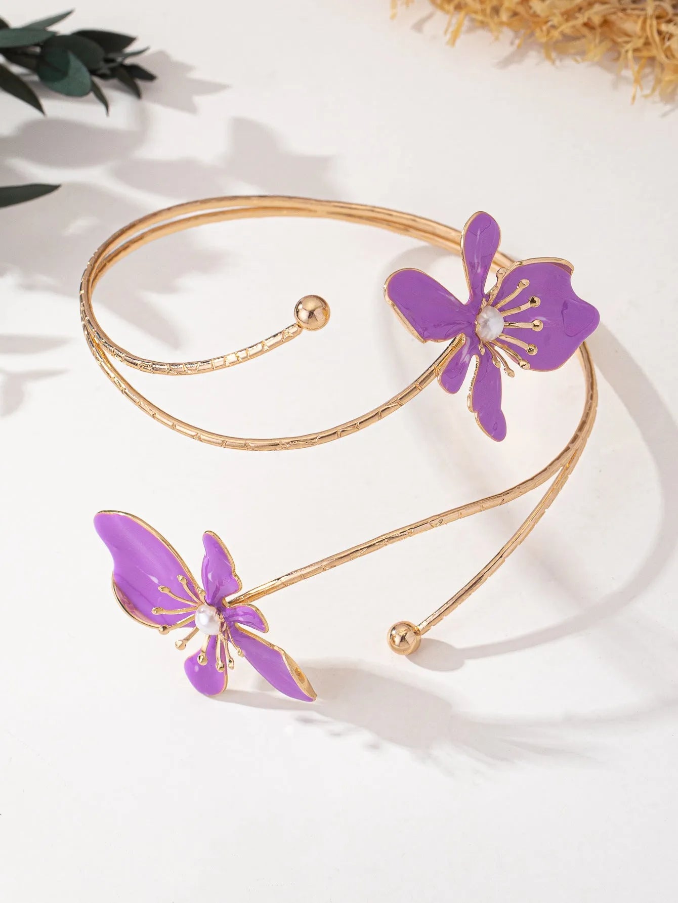Personalised hollow alloy armband with lines pattern in pink or purple cuff bracelet style