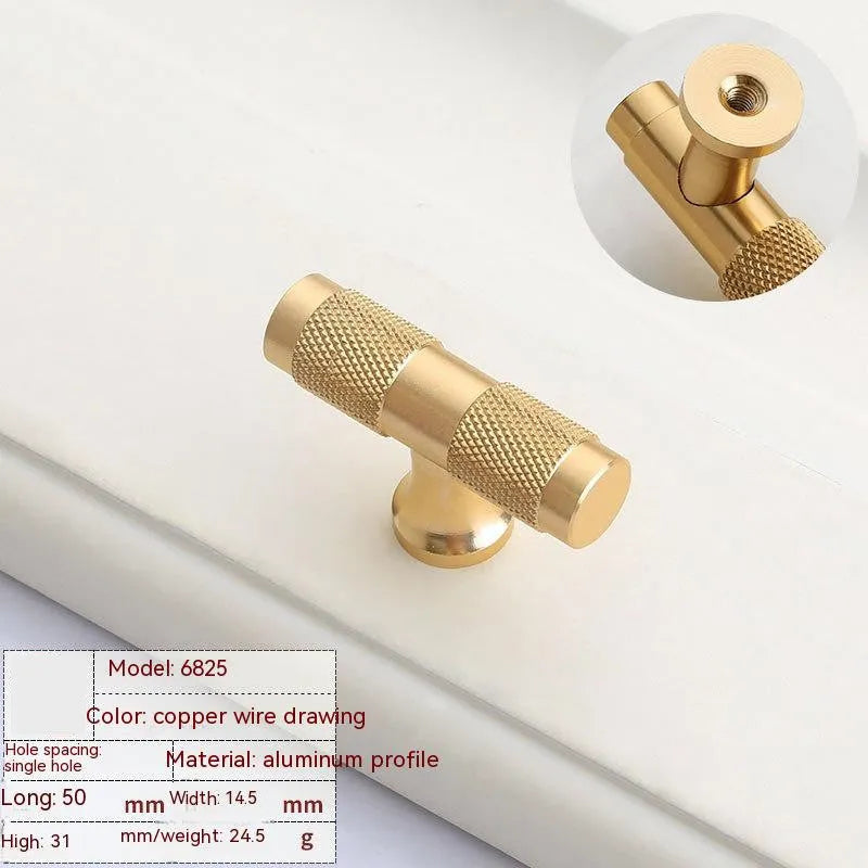 Brushed brass aluminium alloy wardrobe handle with modern European profile