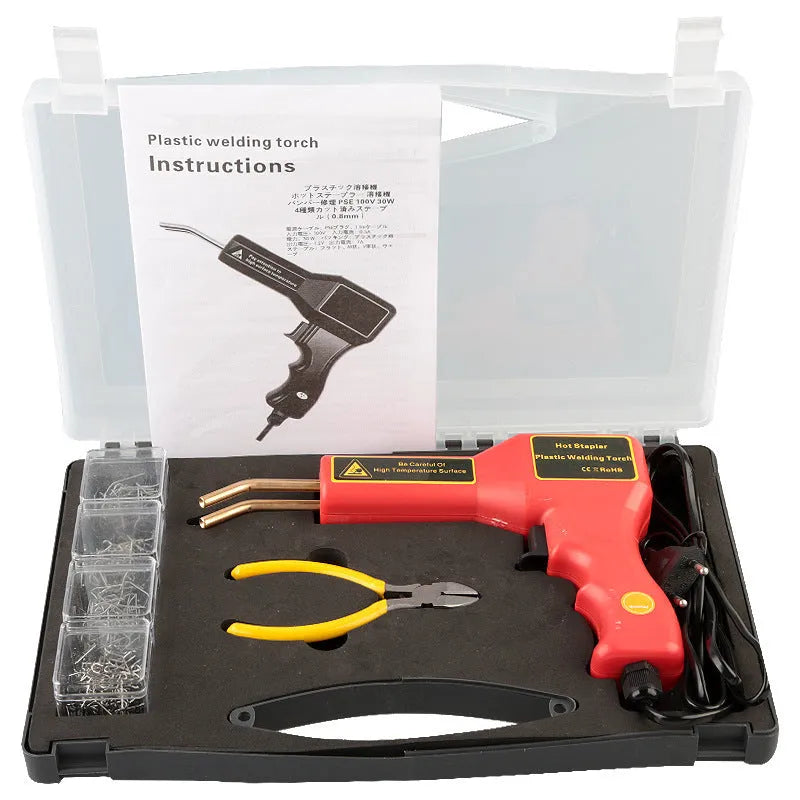 Plastic welding repair gun for car bumpers with LED light and power cord.