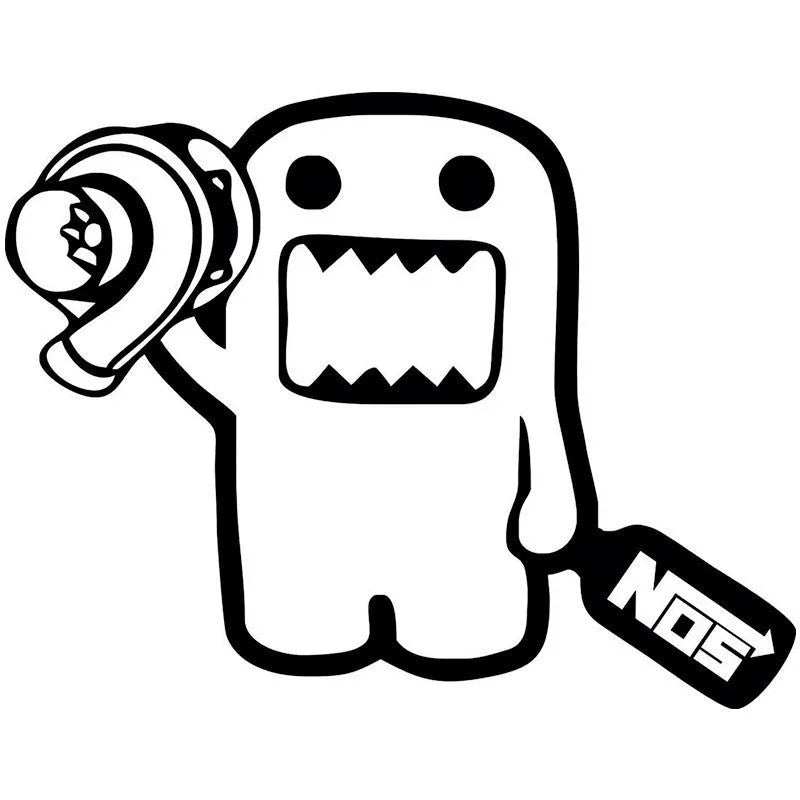 15x12cm black and white cartoon car sticker on vehicle door panel