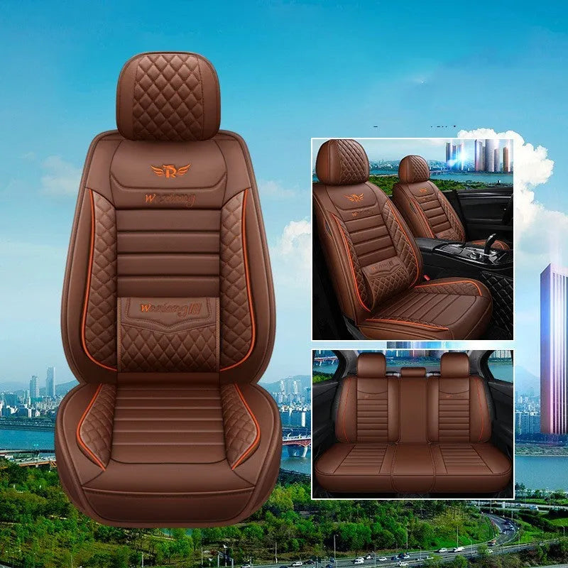 Leather car seat cushion with high elastic sponge filler in universal 65x55cm size