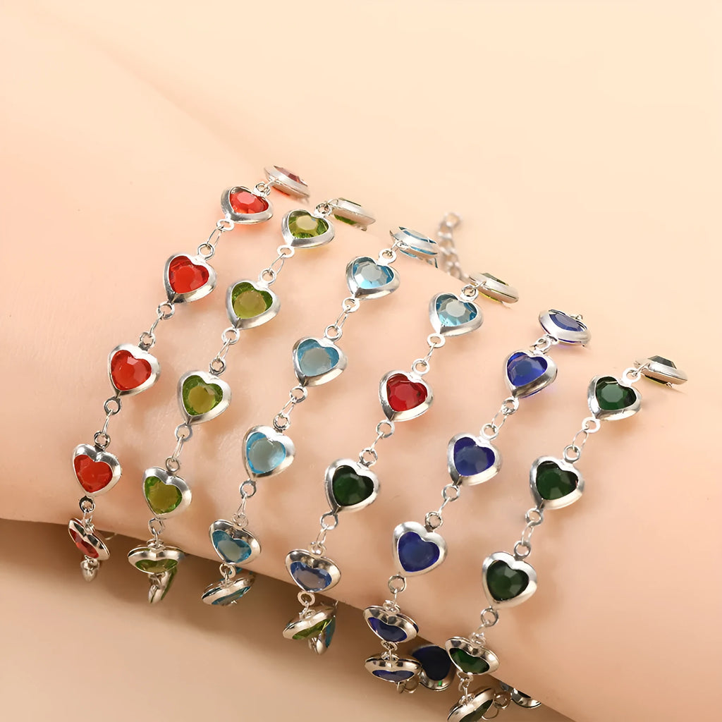 Stainless steel devil's eye geometric heart bracelet with colourful electroplated finish