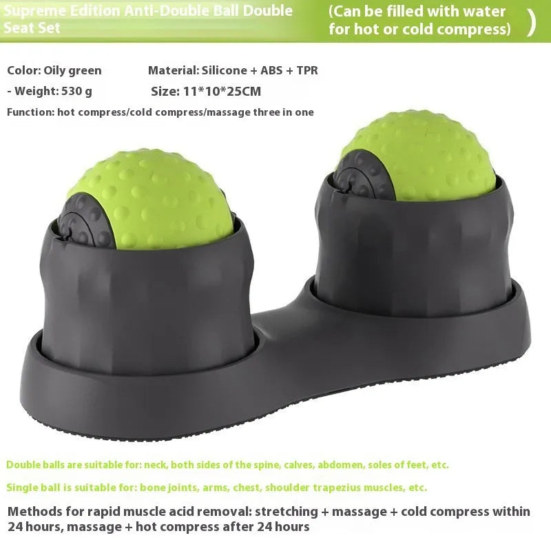 Caramel mocha and oil fruit green coloured massage balls for cold and hot compress therapy and foot massage.