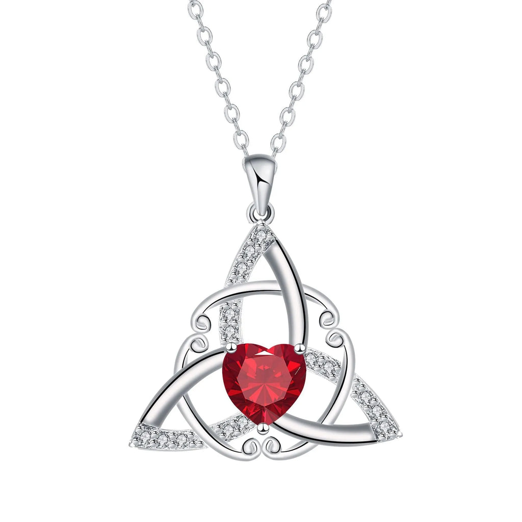 Geometric Celtic knot pendant necklace for women in solid copper with colour finish options.
