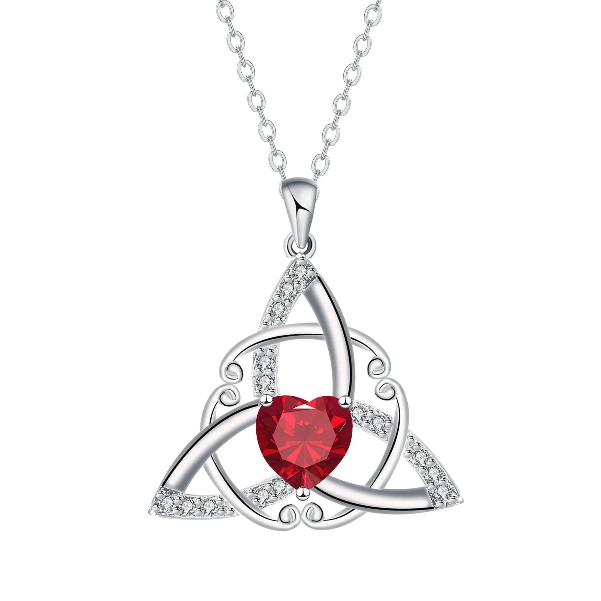 Geometric Celtic knot pendant necklace for women in solid copper with colour finish options.