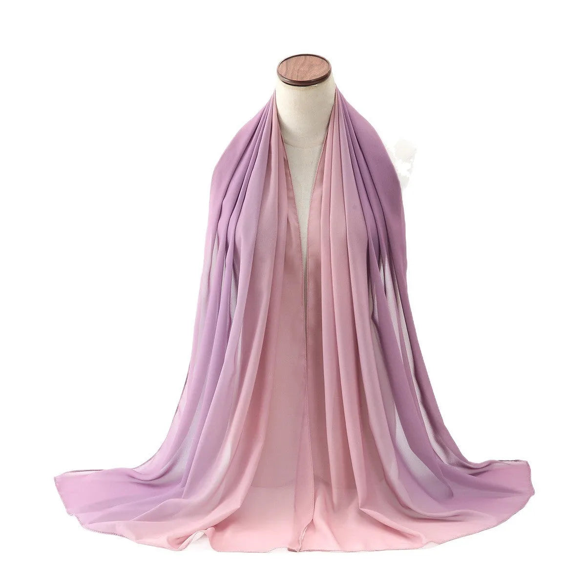 Long lightweight chiffon summer scarf for women draped to show its 175cm length and soft fabric.