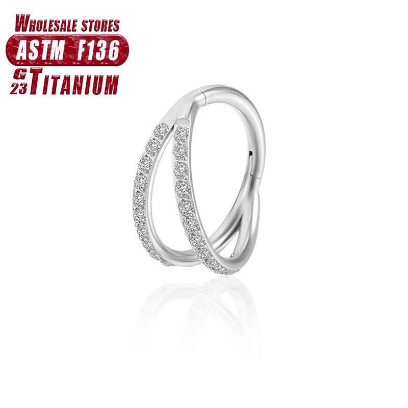 Titanium alloy nose ring body piercing jewellery with diamond treatment in multiple colour finishes