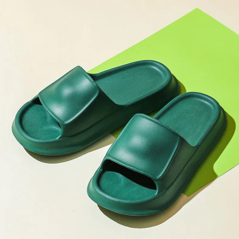 Soft EVA flip-flop slippers with a thick sole, shown in multiple colour options.