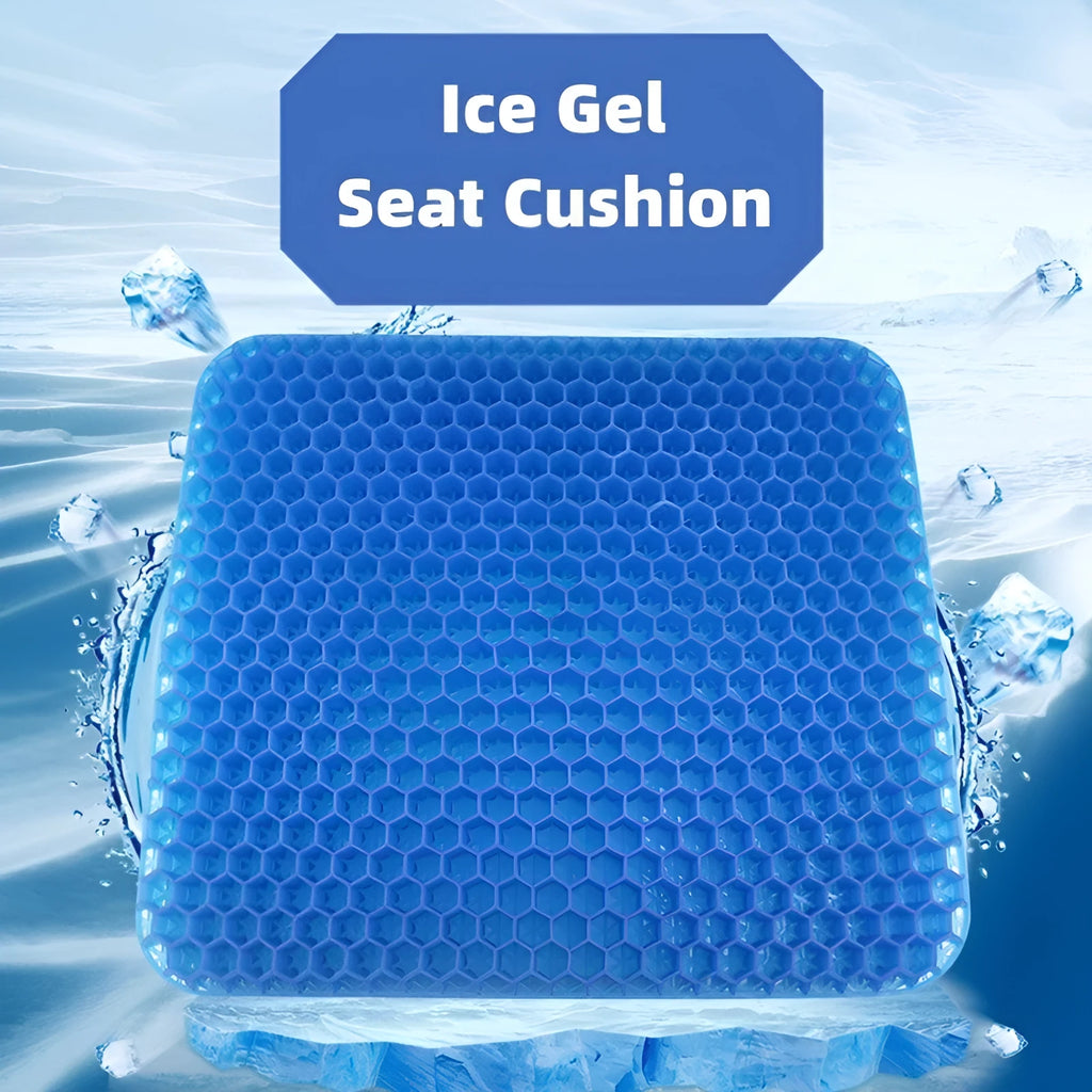 Summer gel seat cushion with honeycomb pattern showing breathable design and double-thick construction