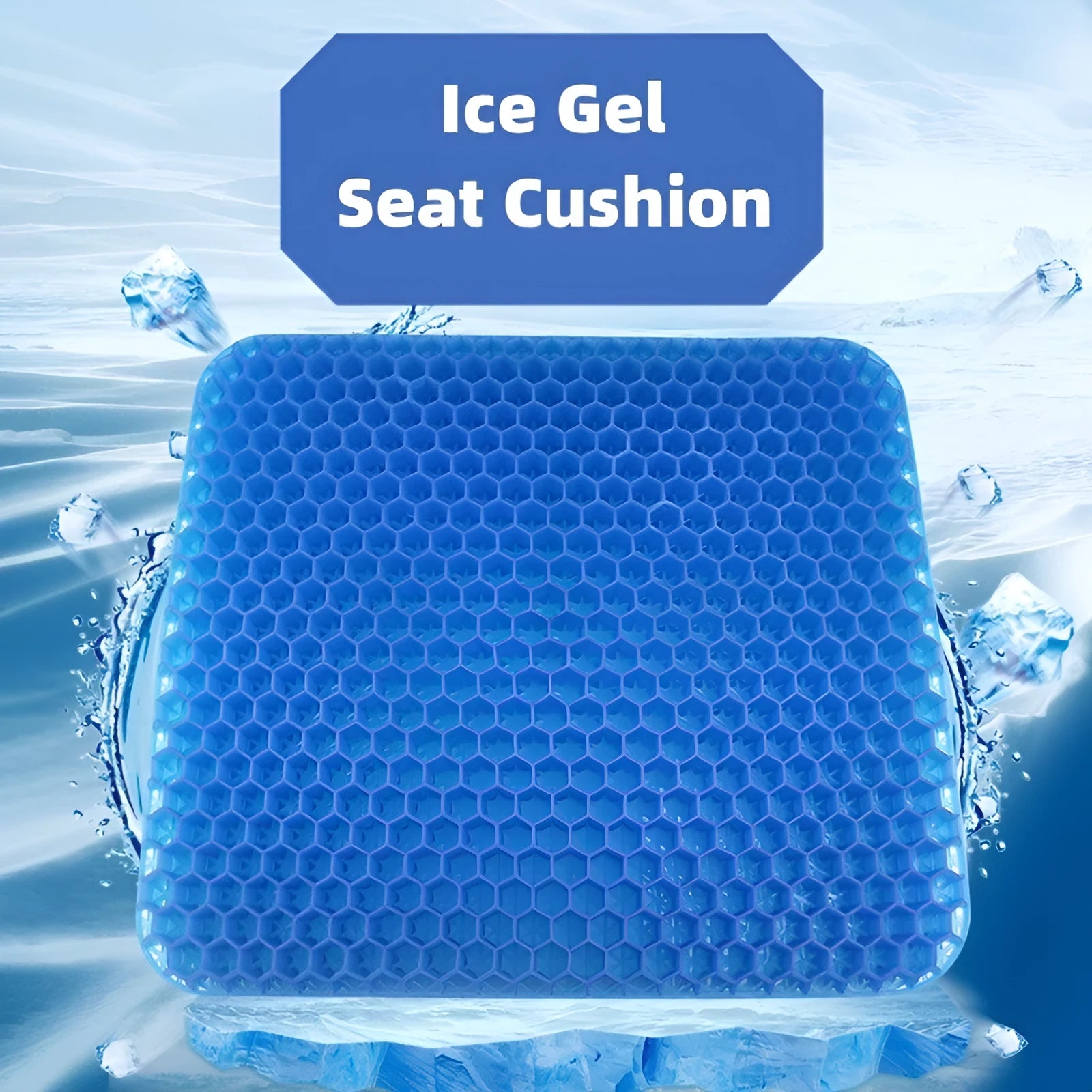 Summer gel seat cushion with honeycomb pattern showing breathable design and double-thick construction
