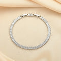 Women's rectangular brass bracelet with full diamond pattern in zircon stones in champagne gold finish