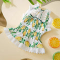 Rock yellow lemon polyester dog dress with strap skirt design for small to medium dogs
