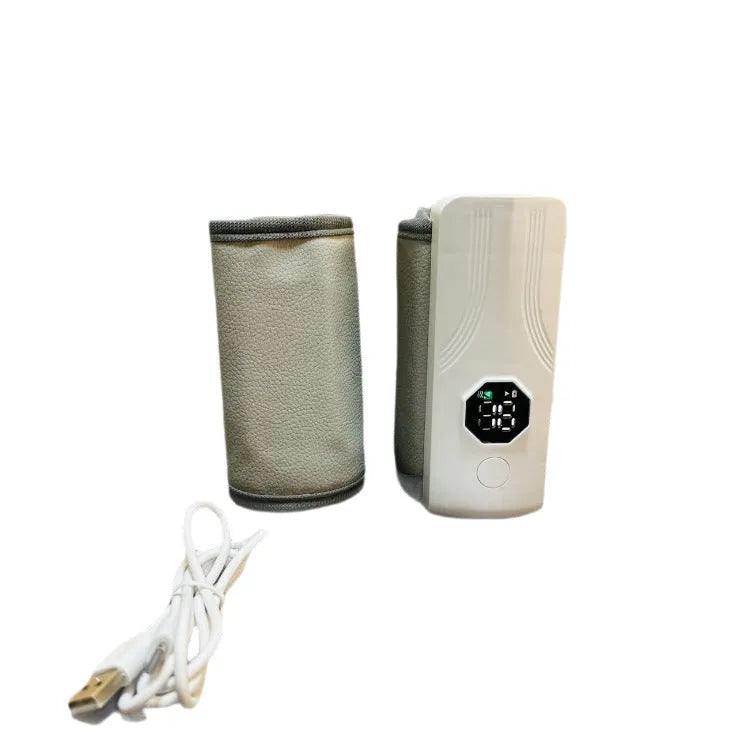 Grey and white car charger electric milk warmer with ABS polypropylene construction