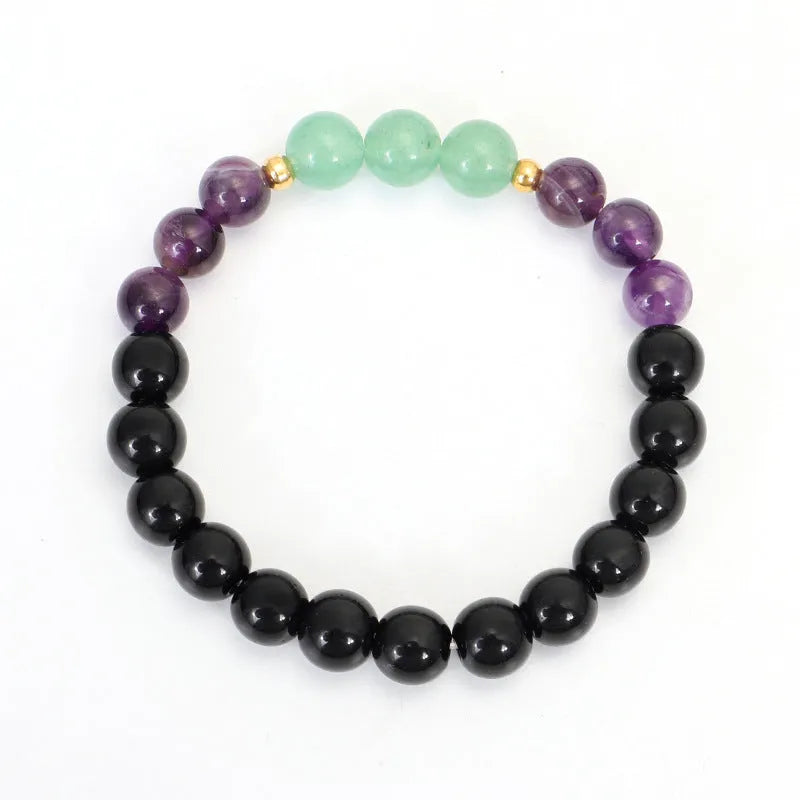 Dongling Long handmade stone bead yoga necklace with geometric lotus pendant and matching bracelet