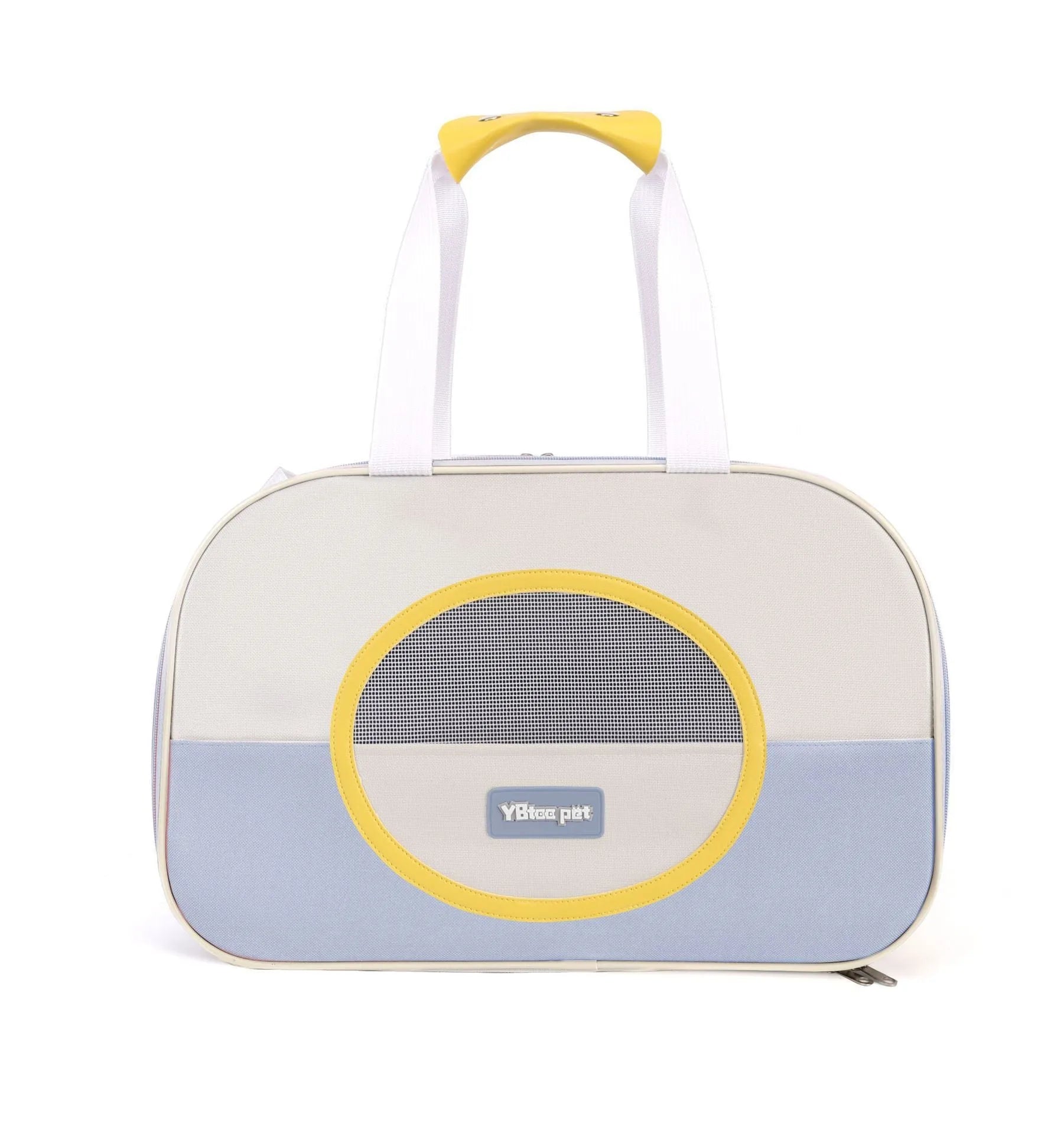 Oxford cloth foldable cat backpack in blue colour with mesh ventilation panels