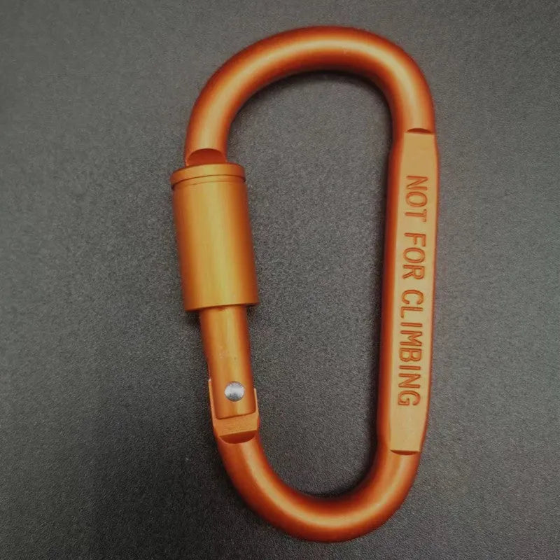 D-type aluminium carabiner with locking mechanism in multiple colour options
