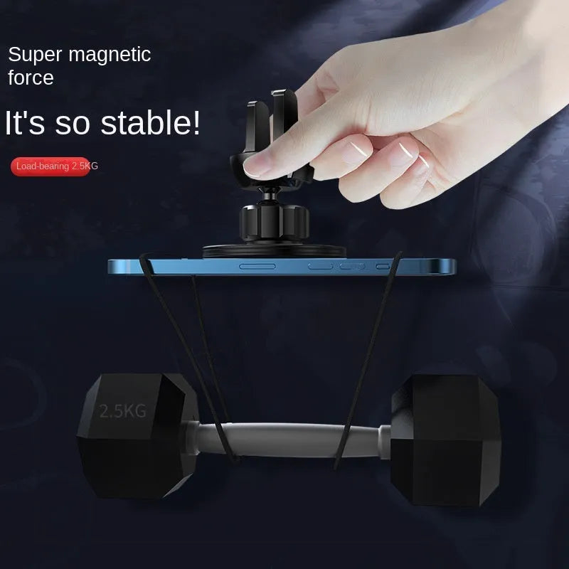 Black aluminium alloy magnetic car phone holder mounted to vehicle air vent