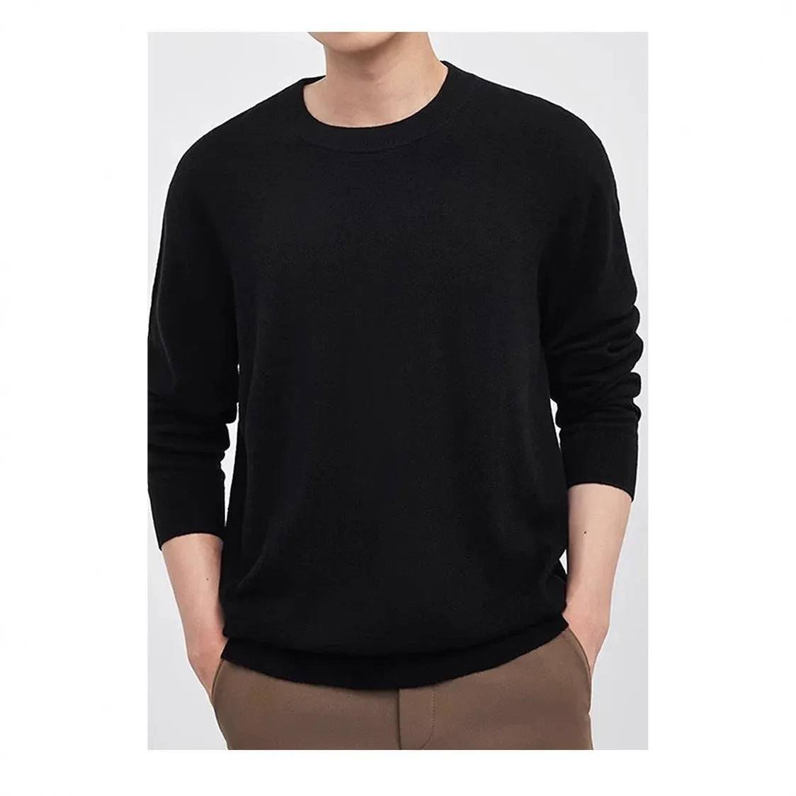 Men's regular fit wool pullover sweater in light grey colour for autumn winter wear