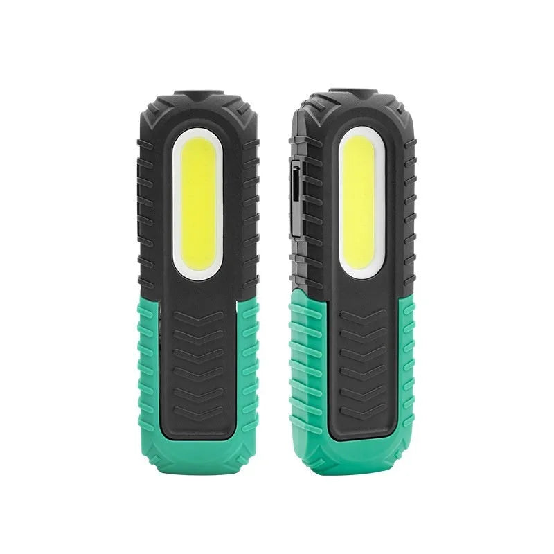 Black and green auto repair work light with USB charging port and 165mm length
