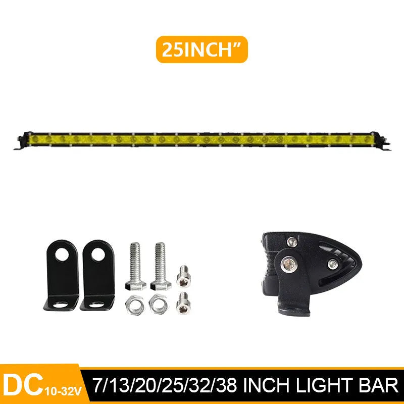 25 inch single row LED light bar with aluminum housing and 6500K output for vehicles