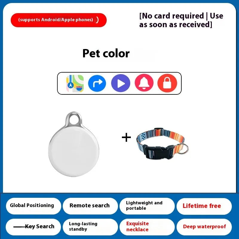 GPS pet tracking device attached to a dog collar for anti-loss location.