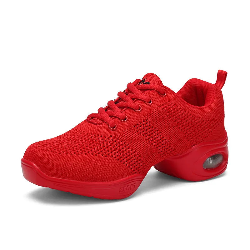Women's breathable fly woven mesh dancing shoes with PU sole in multiple colour options