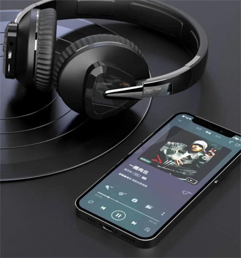H3 wireless Bluetooth over-ear headset in black, showing all-inclusive ear cushions and inline controls.