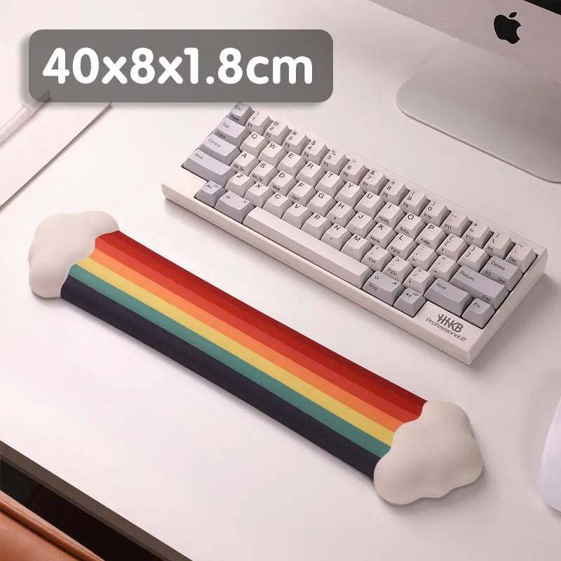 Silica gel wrister mouse pad with matching keyboard support featuring cloud pattern designs