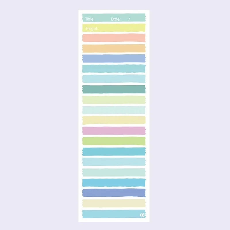 Cartoon student notepad with plastic cover in colour-striped designs measuring 90x248mm