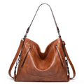 Large capacity PU tote handbag in beige with sewing line detail and single shoulder strap for daily use