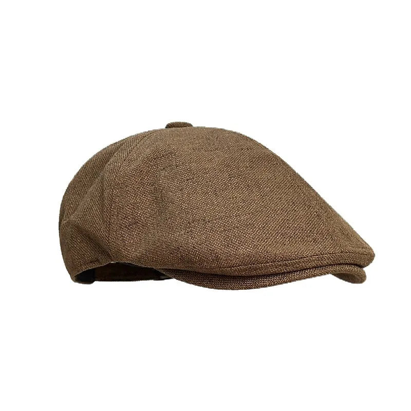 Cotton polyester painter's cap with flat top and adjustable fit in khaki colour
